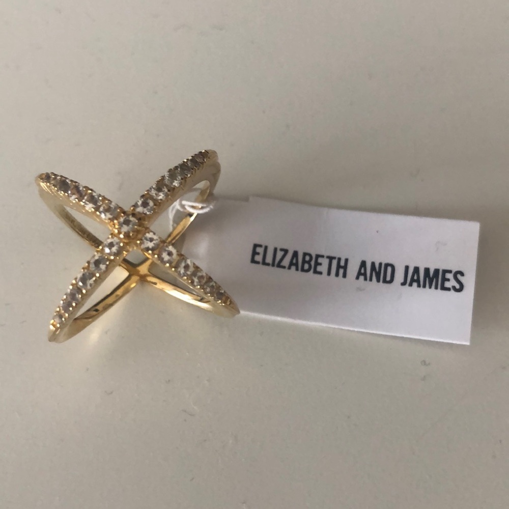 Elizabeth and James Windrose Pave White Topaz Ring